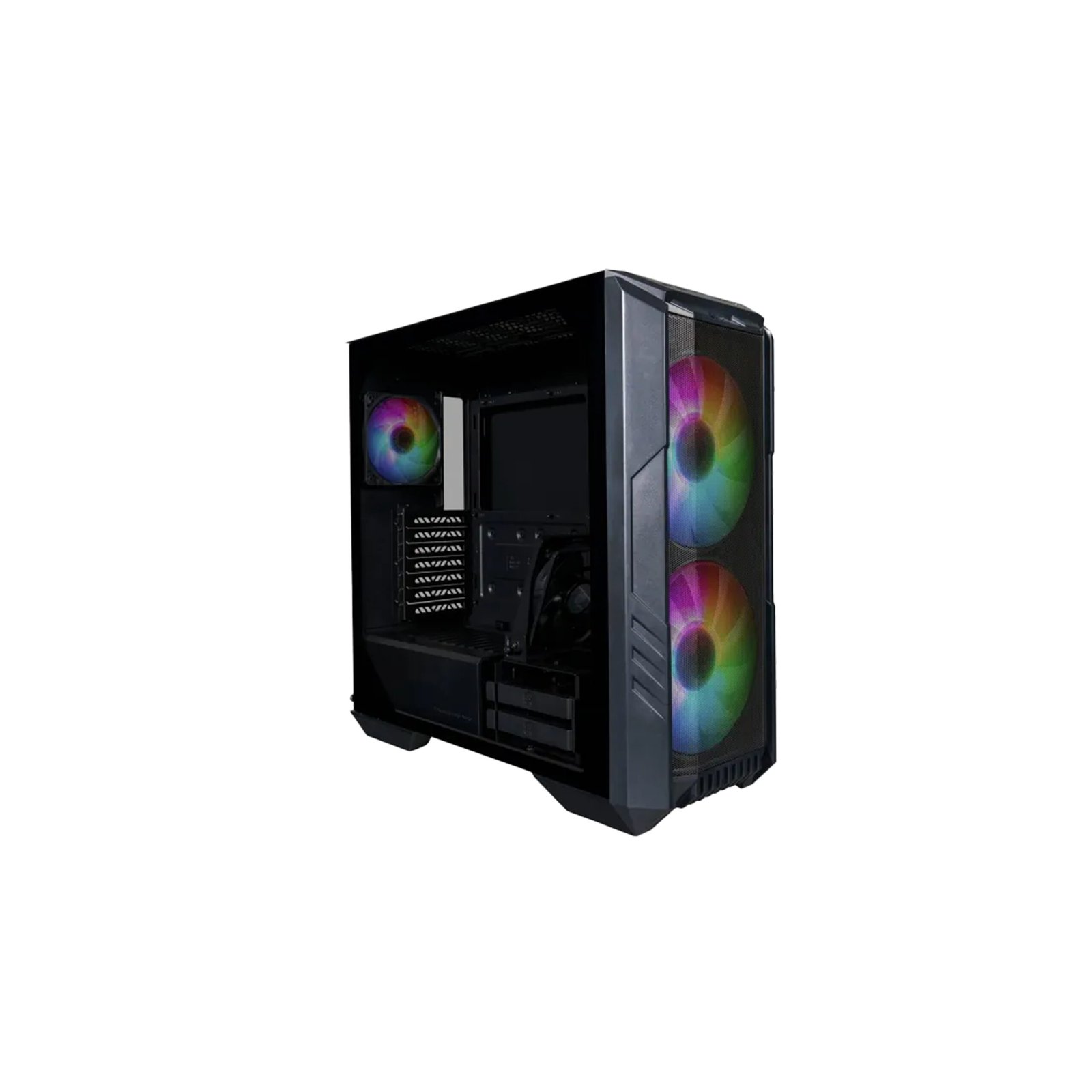 111 Cooler Master HAF 500 Mid Tower Steel Plastic Tempered Glass Panel Case with 3 ARGB Fans - Black - الصورة 1