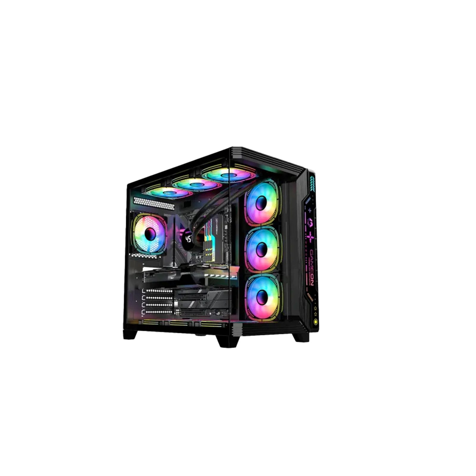 153 Gaming PC i5-14400F Processor, MSI BOMBER B760 WIFI D5 Motherboard, 32GB RAM DDR5, 1TB SSD NVME, RTX 5070 12GB VGA 850 WATT PSU, AZZA L240 Liquid Cooler ,GameOn Pulse Series Mid Tower Case, Windows 11 Pro (License) - الصورة 1