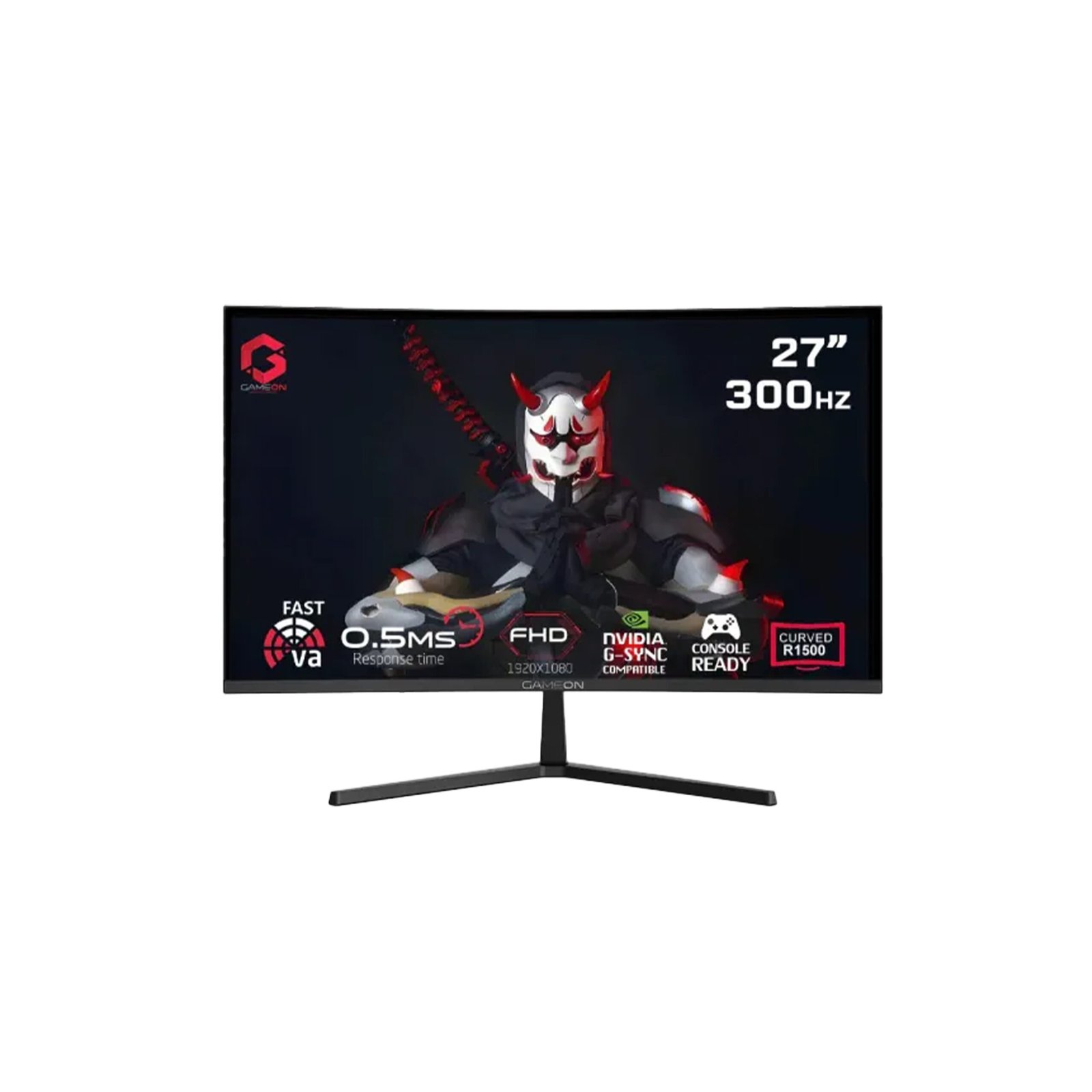 179 Gameon 27" FHD VA 300Hz 0.5ms Curved Gaming Monitor R1500 HDMI 2.1- Black - الصورة 1