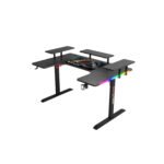 جاماكس P203 طاولة ألعاب وورك ستيشن كاربون فايبر RGB مع رفوف متعددة المستويات وماوس باد مقاس 160x100x74 سم - أسود (غير شامل التركيب)