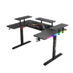 جاماكس P203 طاولة ألعاب وورك ستيشن كاربون فايبر RGB مع رفوف متعددة المستويات وماوس باد مقاس 160x100x74 سم - أسود (غير شامل التركيب) - الصورة 7