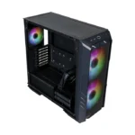 Cooler Master HAF 500 Mid Tower Steel Plastic Tempered Glass Panel Case with 3 ARGB Fans - Black - الصورة 3