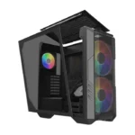 Cooler Master HAF 500 Mid Tower Steel Plastic Tempered Glass Panel Case with 3 ARGB Fans - Black - الصورة 2