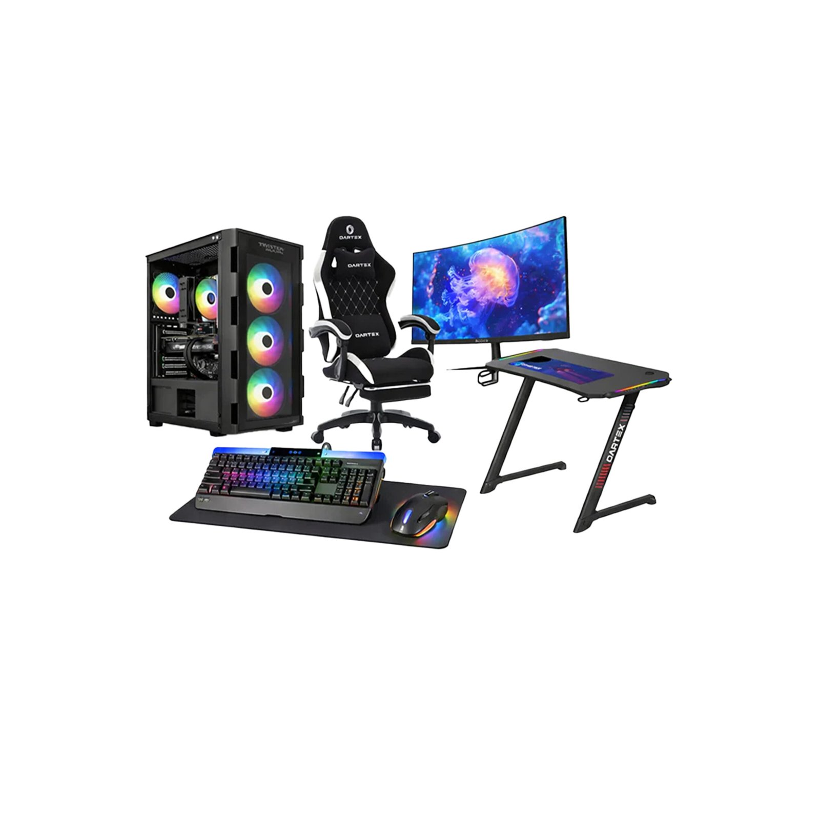189 Custom Gaming PC Bundle Intel Core i5-14400F, RTX 5060 8GB, 16GB DDR5 6400MHz, 500GB SSD, with Sades 24" FHD Curved Monitor & Sades Battle Ram Gaming Combo - الصورة 1