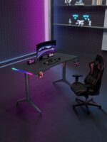 جاماكس D2208B طاولة ألعاب كاربون فايبر RGB مقاس 120x60x74 سم مع ماوس باد - أسود - الصورة 4