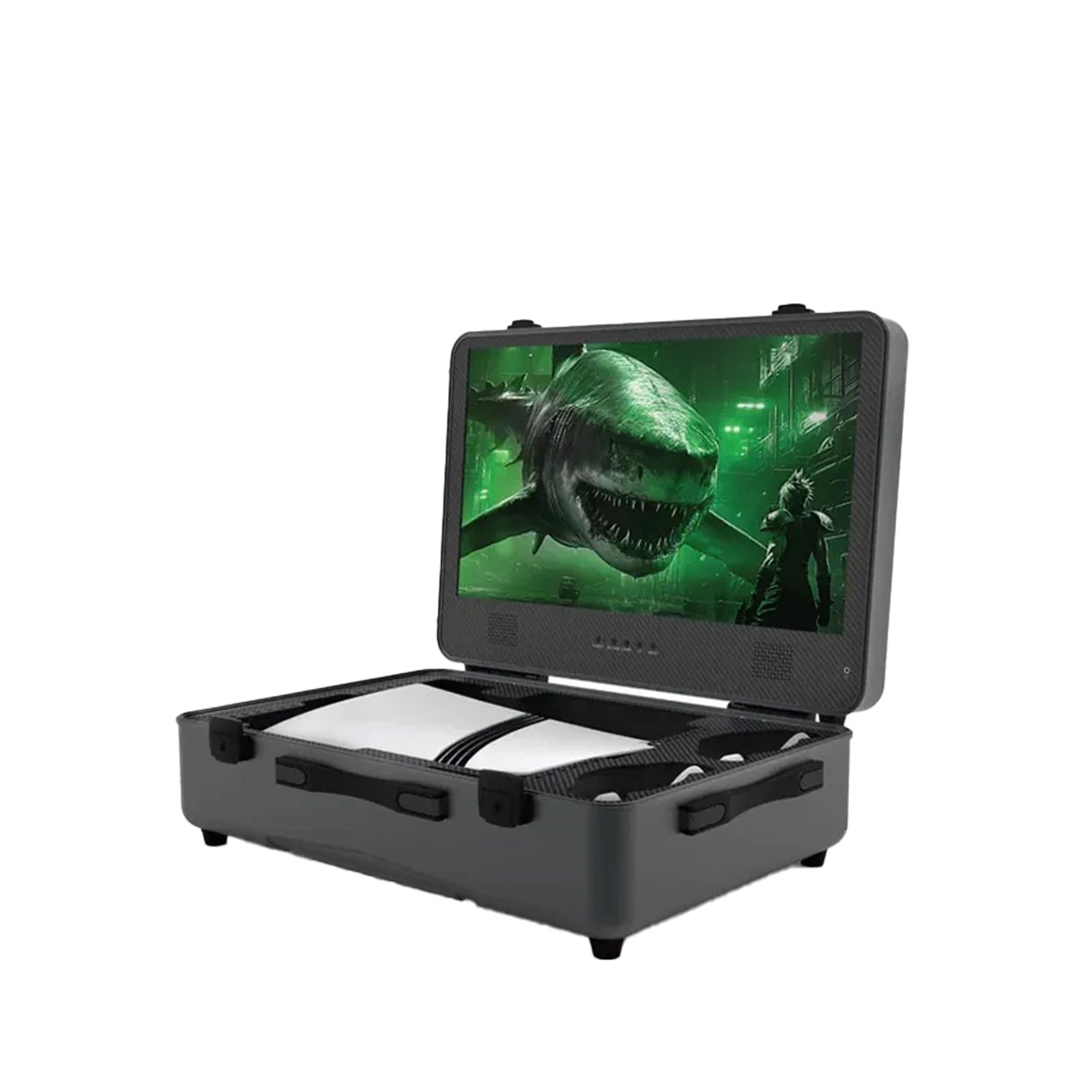 264 SHARX QUEST Gaming Suitcase (PQ-24Q165I) 24” QHD Monitor (2560x1440), IPS, 165Hz, 1ms, HDMI 2.1 & USB-C, Dual 7W Speakers with YAMAHA Amplifier, Aluminum Case, Portable Design, Compatible with XboxS and all PS5 versions (Digital, Slim, PS5 Pro) - الصورة 1