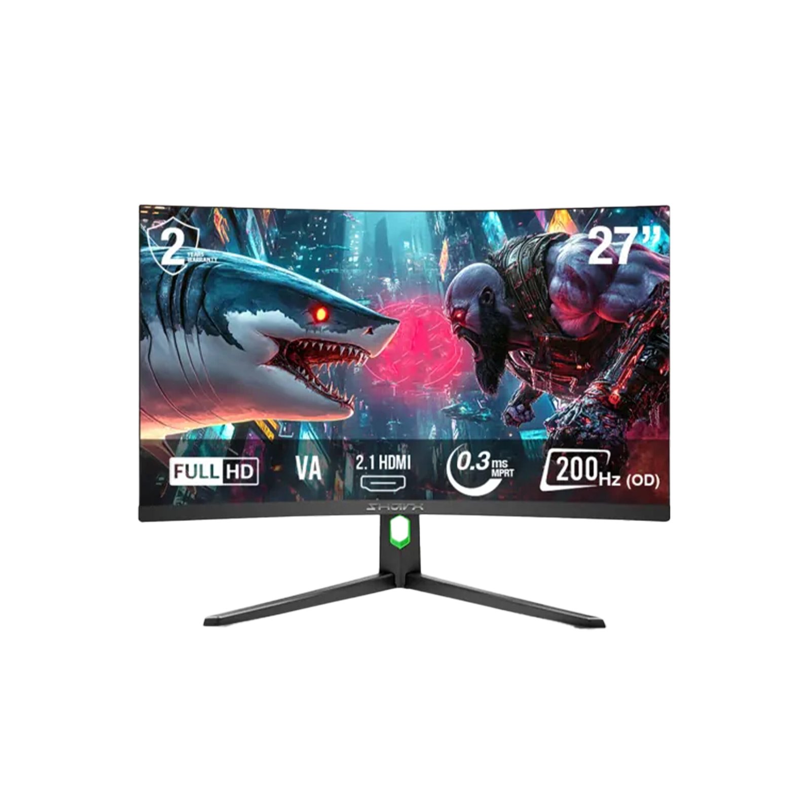 269 SharX Jaws 27F200VC 27" VA Panel FHD 200Hz 0.3ms HDMI 2.1 With AMD FreeSync & Nvidia G-Sync Compatibility Curved Gaming Monitor - Black - الصورة 1