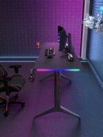 جاماكس D2208B طاولة ألعاب كاربون فايبر RGB مقاس 120x60x74 سم مع ماوس باد - أسود - الصورة 3