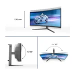 Philips Evnia 34M2C6500 34" OLED Curved Gaming Monitor – WQHD 3440x1440, 175Hz, 0.03ms, HDR400, Ambiglow, FreeSync Premium Pro, G-Sync Compatible, HDMI, DP, USB Hub – Dark Gray - الصورة 2