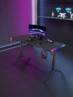 جاماكس D2208B طاولة ألعاب كاربون فايبر RGB مقاس 120x60x74 سم مع ماوس باد - أسود - الصورة 2