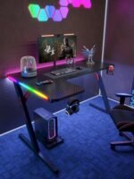جاماكس P201-LB طاولة ألعاب كاربون فايبر RGB مقاس 140x100x74 سم مع ماوس باد (شكل L - يسار) - أسود (غير شامل التركيب) - الصورة 3