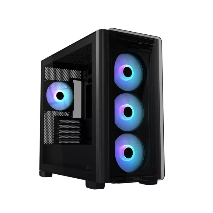 90dc00k0-b19010_0004_layer-0 Asus A23 Plus Mid Tower Front Side & Left Side Tempered Glass Panel Case With 4 Fan RGB - Black - الصورة 1