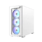 Asus A23 Plus Mid Tower Front Side & Left Side Tempered Glass Panel Case With 4 Fan RGB - White - الصورة 4