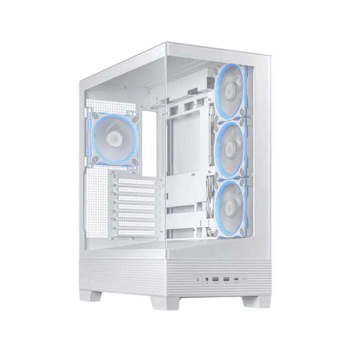 90dc00r3-b19000_0005_layer_0 Asus A31 Plus Mid Tower Front Side & Left Side Tempered Glass Panel Case With 4 Fan RGB - White - الصورة 1