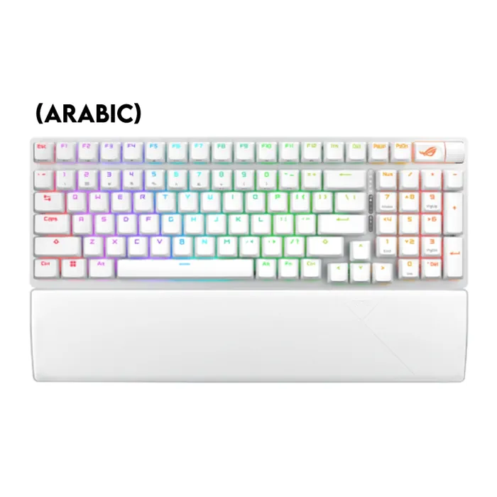 90mp037a-bkca10_0000_1 Asus X901 Rog Strix Scope II 96 Wireless Mechanical Gaming KeyBoard NX Snow Switch Refined Linear (Arabic) - White - الصورة 1