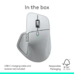 Logitech MX Master 4 Wireless/Bluetooth Mouse For MacOS - White Silver - الصورة 2