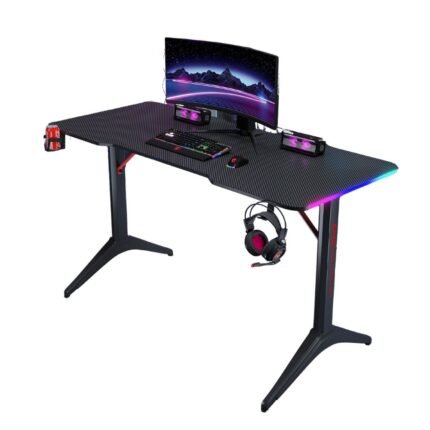جاماكس D2208B طاولة ألعاب كاربون فايبر RGB مقاس 120x60x74 سم مع ماوس باد - أسود