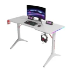 جاماكس D2208W طاولة ألعاب كاربون فايبر RGB مقاس 120x60x74 سم مع ماوس باد - أبيض (غير شامل التركيب) - الصورة 2