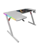 جاماكس P201-LW طاولة ألعاب كاربون فايبر RGB مقاس 140x100x74 سم مع ماوس باد (شكل L - يسار) - أبيض (غير شامل التركيب) - الصورة 4