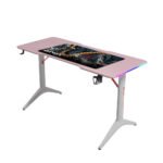 جاماكس D2208P طاولة ألعاب كاربون فايبر RGB مقاس 120x60x74 سم مع ماوس باد - وردي - الصورة 2