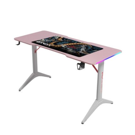 جاماكس D2208P طاولة ألعاب كاربون فايبر RGB مقاس 120x60x74 سم مع ماوس باد - وردي