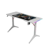 جاماكس D2208W طاولة ألعاب كاربون فايبر RGB مقاس 120x60x74 سم مع ماوس باد - أبيض (غير شامل التركيب)