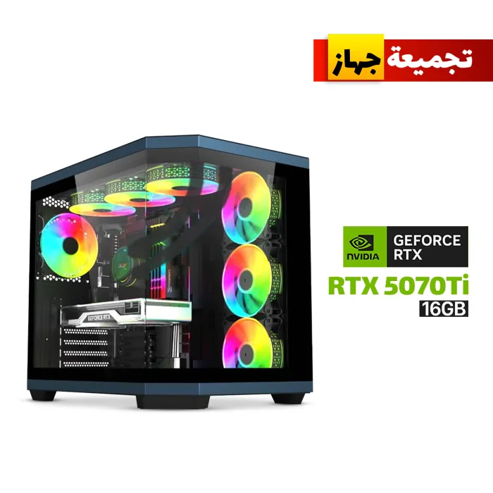 acer_v950_mid_tower_gaming_pc_black-gpc3_-_creation Gaming PC AMD Ryzen 9 9900X3D, MSI X870 Gaming Plus WiFi DDR5 MB, 32GB DDR5 (6000) RAM, 2TB NVMe Gen-4 SSD, RTX 5070 Ti 16GB VGA, 1000 WATT GOLD PSU, Asus Prime L360 Liquid Cooler, Acer V950 Mid Tower Case With 7x RGB Fans, Windows 11 Pro License - الصورة 1