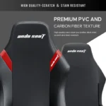 Andaseat Luna Pro with Footrest, Large Gaming Chair, PVC Leather - Black/Red - الصورة 3