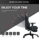 Andaseat Luna Pro with Footrest, Large Gaming Chair, PVC Leather - Black/Red - الصورة 4