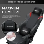 Andaseat Luna Pro with Footrest, Large Gaming Chair, PVC Leather - Black/Red - الصورة 2