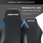 Andaseat Luna Pro with Footrest, Large Gaming Chair, PVC Leather - Black/Blue - الصورة 3