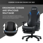 Andaseat Luna Pro with Footrest, Large Gaming Chair, PVC Leather - Black/Blue - الصورة 4