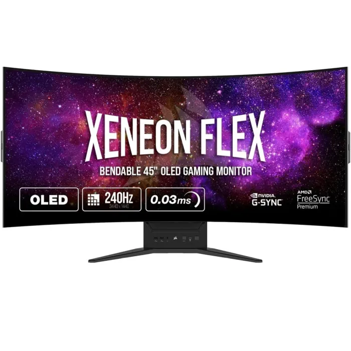 corsair-45wqhd240 CORSAIR XENEON FLEX 45 Inch WQHD OLED 240Hz Bendable Gaming Monitor - Black - الصورة 1