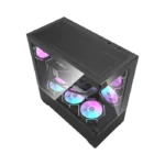 Sleek Panoramic Gaming Case with Stealth Black Finish The Aigo DarkFlash DS900 Air Gaming PC Case in Black is a high-airflow mid-tower designed for modern gaming builds that prioritize both performance and aesthetics. Its 270-degree panoramic tempered glass panels provide a wide, uninterrupted view of your components, making RGB lighting setups and high-end hardware visually striking. The black finish adds a clean, stealth-style appearance suitable for powerful gaming rigs or professional setups. Strong Cooling with 6× 120mm ARGB Fans This case comes pre-installed with 6 ARGB 120mm fans, delivering strong airflow right out of the box for stable thermal performance. The airflow layout supports up to 9 fans total and multiple radiator configurations, including up to 360mm liquid cooling support, making it suitable for high-performance CPUs and GPUs under heavy load. Spacious Interior with High-End Hardware Support The DS900 Air supports ATX, Micro-ATX, and Mini-ITX motherboards and offers excellent clearance for modern components. It supports GPUs up to 425mm in length and CPU coolers up to 170mm, along with 7 expansion slots for flexible upgrades. Its bottom-mounted PSU design and optimized layout improve cable management and airflow efficiency, helping maintain a clean and stable build. Key Specifications Model: Aigo DarkFlash DS900 Air Color: Black Case Type: Mid-Tower ATX Design: 270° Panoramic Tempered Glass Cooling Fans: 6 × Pre-Installed 120mm ARGB Fans Max Fan Support: Up to 9 Fans Radiator Support: Up to 360mm Motherboard Support: ATX / Micro-ATX / Mini-ITX GPU Support: Up to 425mm CPU Cooler Clearance: Up to 170mm Expansion Slots: 7 PSU Position: Bottom Mounted Usage: Gaming, high-performance builds, showcase PCs - الصورة 6