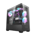 Sleek Panoramic Gaming Case with Stealth Black Finish The Aigo DarkFlash DS900 Air Gaming PC Case in Black is a high-airflow mid-tower designed for modern gaming builds that prioritize both performance and aesthetics. Its 270-degree panoramic tempered glass panels provide a wide, uninterrupted view of your components, making RGB lighting setups and high-end hardware visually striking. The black finish adds a clean, stealth-style appearance suitable for powerful gaming rigs or professional setups.   	 Strong Cooling with 6× 120mm ARGB Fans This case comes pre-installed with 6 ARGB 120mm fans, delivering strong airflow right out of the box for stable thermal performance. The airflow layout supports up to 9 fans total and multiple radiator configurations, including up to 360mm liquid cooling support, making it suitable for high-performance CPUs and GPUs under heavy load.        Spacious Interior with High-End Hardware Support The DS900 Air supports ATX, Micro-ATX, and Mini-ITX motherboards and offers excellent clearance for modern components. It supports GPUs up to 425mm in length and CPU coolers up to 170mm, along with 7 expansion slots for flexible upgrades. Its bottom-mounted PSU design and optimized layout improve cable management and airflow efficiency, helping maintain a clean and stable build.  Key Specifications Model: Aigo DarkFlash DS900 Air  Color: Black  Case Type: Mid-Tower ATX  Design: 270° Panoramic Tempered Glass  Cooling Fans: 6 × Pre-Installed 120mm ARGB Fans  Max Fan Support: Up to 9 Fans  Radiator Support: Up to 360mm  Motherboard Support: ATX / Micro-ATX / Mini-ITX  GPU Support: Up to 425mm  CPU Cooler Clearance: Up to 170mm  Expansion Slots: 7  PSU Position: Bottom Mounted  Usage: Gaming, high-performance builds, showcase PCs