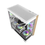Aigo DarkFlash DS900W Gaming PC Case with 7 ARGB Fans Pre Installed, Tempered Glass Panels - White - الصورة 6