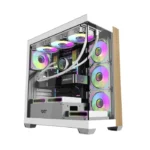 Aigo DarkFlash DS900W Gaming PC Case with 7 ARGB Fans Pre Installed, Tempered Glass Panels - White - الصورة 9