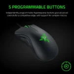 Razer DeathAdder Essential Gaming Mouse: 6400 DPI Optical Sensor, 5 Programmable Buttons, Mechanical Switches, Rubber Side Grips - Black - الصورة 3