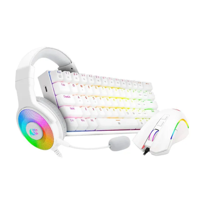 s129w_0000_1 Redragon S129W 3in1 Gaming Mouse, Headset and Keyboard Combo - White - الصورة 1