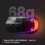 SteelSeries Aerox 3 Wireless/Bluetooth Ultralight Weight Gaming Mouse 18,000 CPI, 6 Programmable Button, 200 Hour Battery Life - Black - الصورة 4