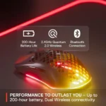 SteelSeries Aerox 3 Wireless/Bluetooth Ultralight Weight Gaming Mouse 18,000 CPI, 6 Programmable Button, 200 Hour Battery Life - Black - الصورة 3