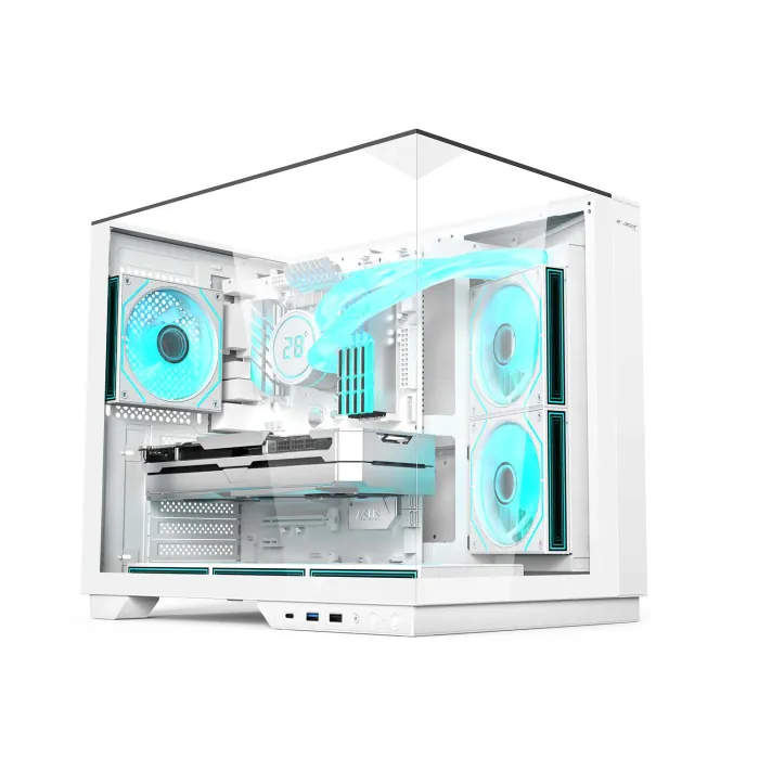 v330-w_0000_layer_0_copy_5 Acer V330 ATX Mid Tower Three Panel Front Top & Left Side Tempered Glass Case With 6 ARGB Fans - White - الصورة 1
