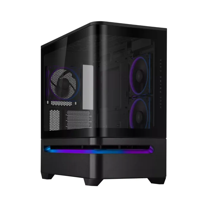 90dc00p0-b19000_0007_layer_0 Asus Prime AP202 Mid Tower Fornt & Left Side Tempered Glass Panel Case With 3 ARGB Fans-Black - الصورة 1