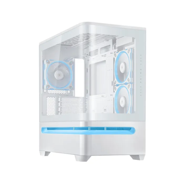 90dc00p3-b19000_0007_layer_0 Asus Prime AP202 Mid Tower Fornt & Left Side Tempered Glass Panel Case With 3 ARGB Fans - White - الصورة 1