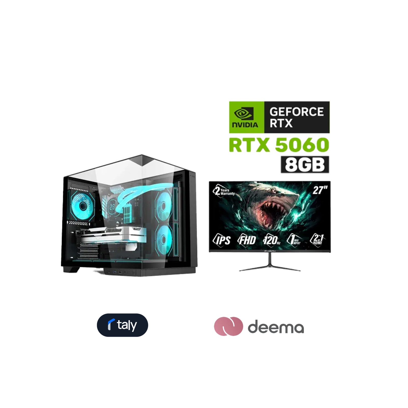 352 Gaming PC i5-12400F Processor, H610 DDR4 Motherboard, 16GB DDR4 RAM, 1TB NVMe SSD, NVIDIA GeForce RTX 5060 8GB, 650W PSU, Acer V330 Black Case 6x ARGB Fans, Wi-Fi Adapter, Win 11 Pro ,SharX B27F120I 27" IPS Panel FHD 120Hz Gaming Monitor - الصورة 1