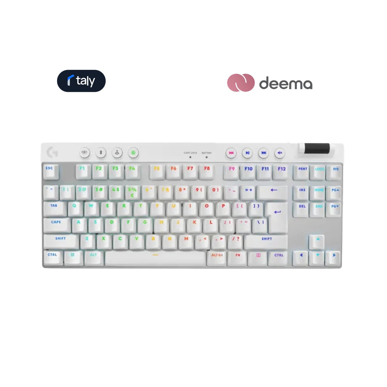 368 Logitech G PRO X TKL LIGHTSPEED Wireless Gaming Keyboard, Ultra-Portable Tenkeyless Design, Lightsync RGB Backlit, PBT Keycaps, Tactile Switches (GX Brown), BT/USB, US INTL Layout, White | 920-012148 - الصورة 1