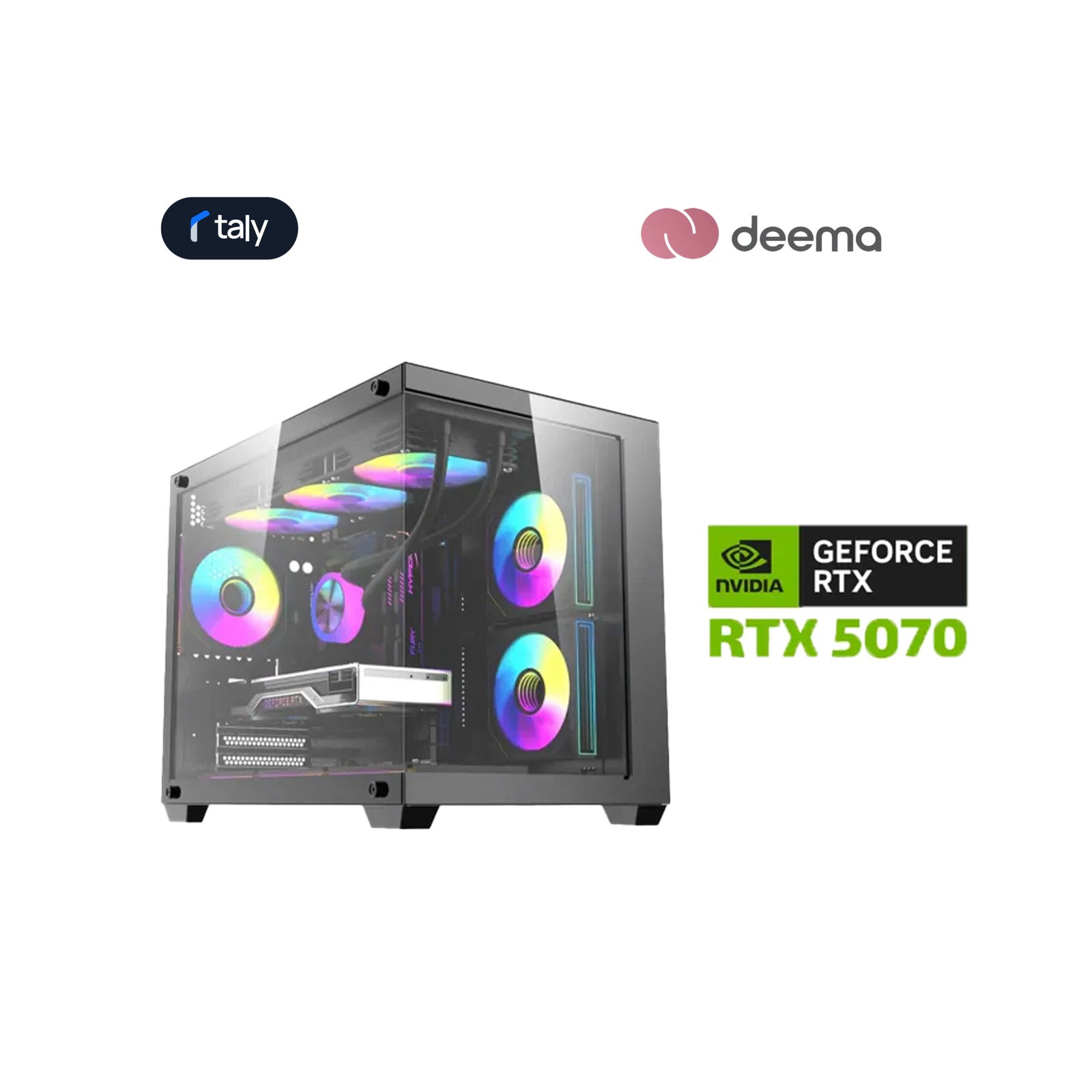389 Gaming PC i5-14400F Processor, B760M D5 Motherboard, 16GB RAM DDR5, 1TB SSD NVMe, RTX 5070 12GB VGA, 850 WATT PSU, AZZA L240 Liquid Cooler, Darkflash B275 Pro Case with 6 ARGB Fans, Windows 11 Pro (License) - الصورة 1