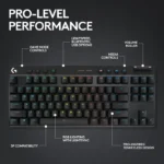 Logitech G PRO X TKL LIGHTSPEED Wireless Gaming Keyboard, Ultra-Portable Tenkeyless Design, Lightsync RGB Backlit, PBT Keycaps, Tactile Switches (GX Brown), BT/USB, US INTL Layout, Black | 920-012136 - الصورة 4