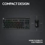 Logitech G PRO X TKL LIGHTSPEED Wireless Gaming Keyboard, Ultra-Portable Tenkeyless Design, Lightsync RGB Backlit, PBT Keycaps, Tactile Switches (GX Brown), BT/USB, US INTL Layout, Black | 920-012136 - الصورة 3