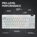 Logitech G PRO X TKL LIGHTSPEED Wireless Gaming Keyboard, Ultra-Portable Tenkeyless Design, Lightsync RGB Backlit, PBT Keycaps, Tactile Switches (GX Brown), BT/USB, US INTL Layout, White | 920-012148 - الصورة 4